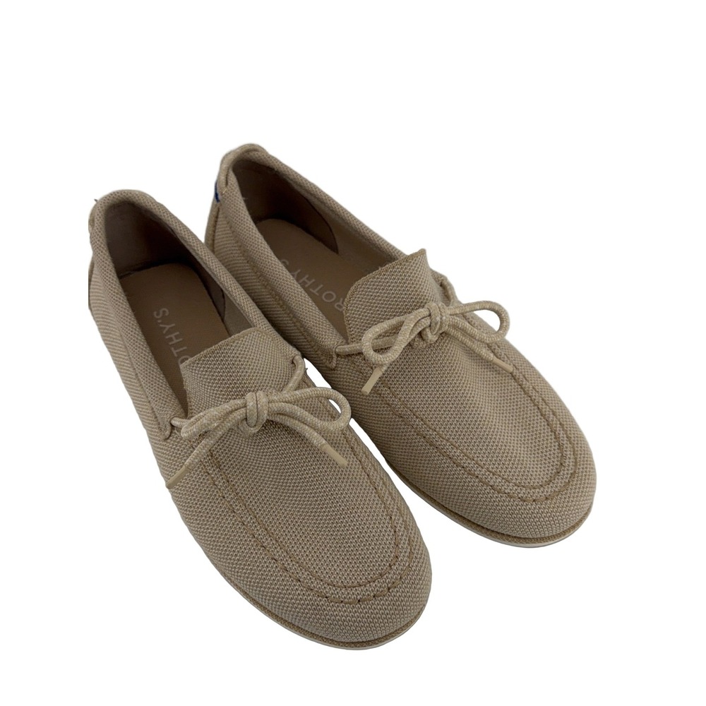 Rothy's The Driver Loafer Women's 6.5 Beige Knit Slip On Machine Washable Flats